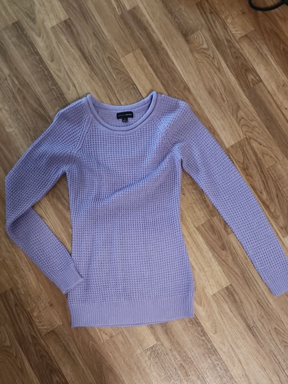 Womens Lilac Waffle-Knit Scoopneck Sweater